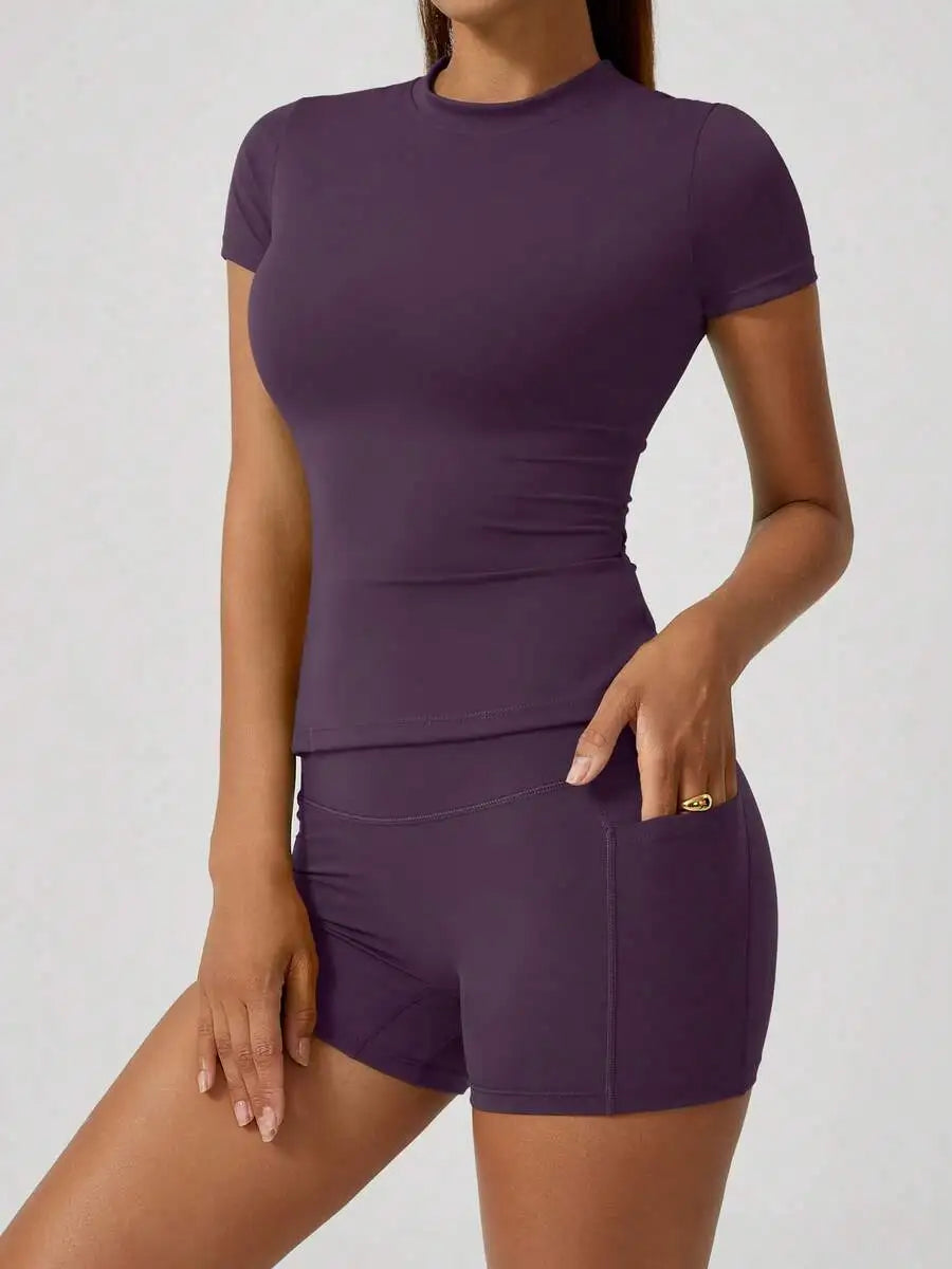 Women's Seamless Backless Yoga Shorts Set