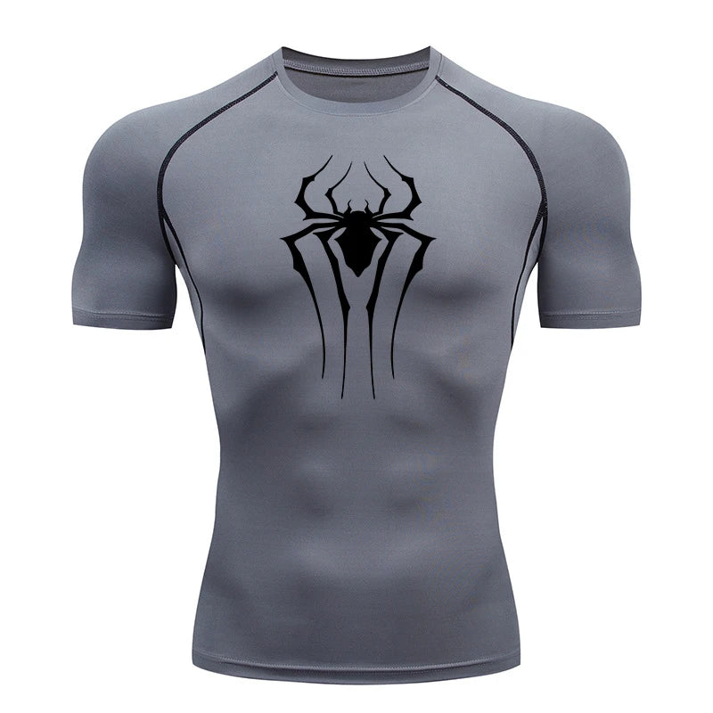 HooThreads Men Spider Print Quick Dry Compression Shirt