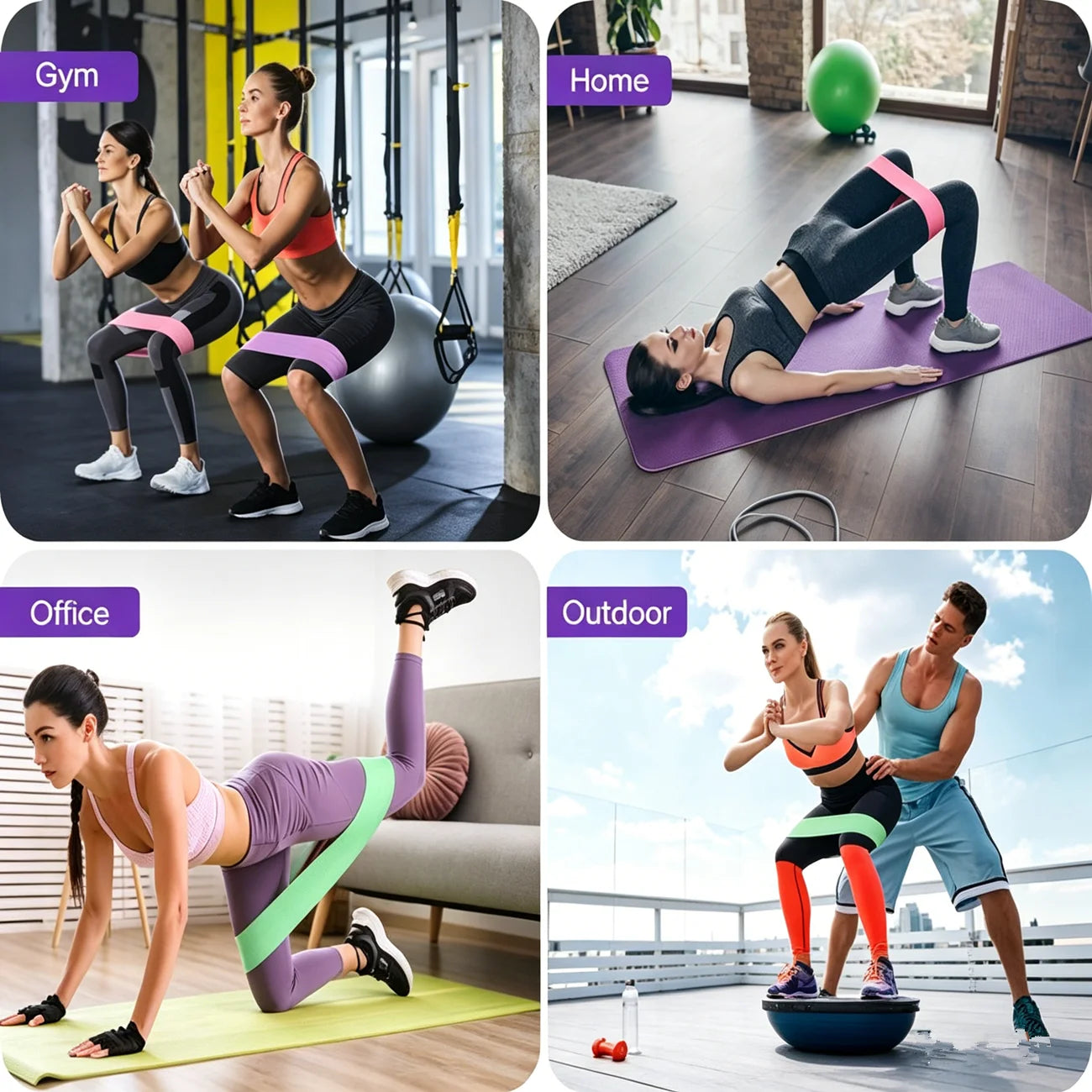 Set Of 3 Resistance Exercise Loop Bands For Fitness