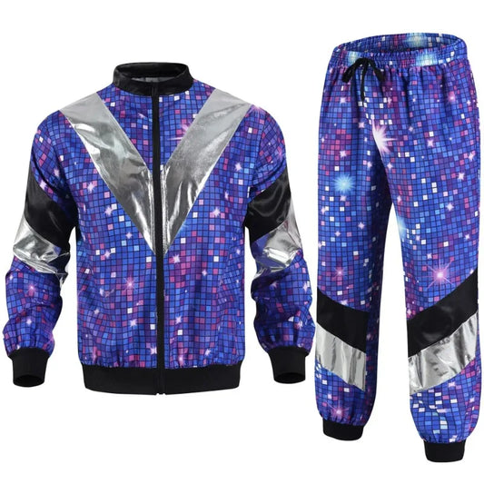 Disco Tracksuit 2 Piece Jacket And Pants Set Unisex Cosplay