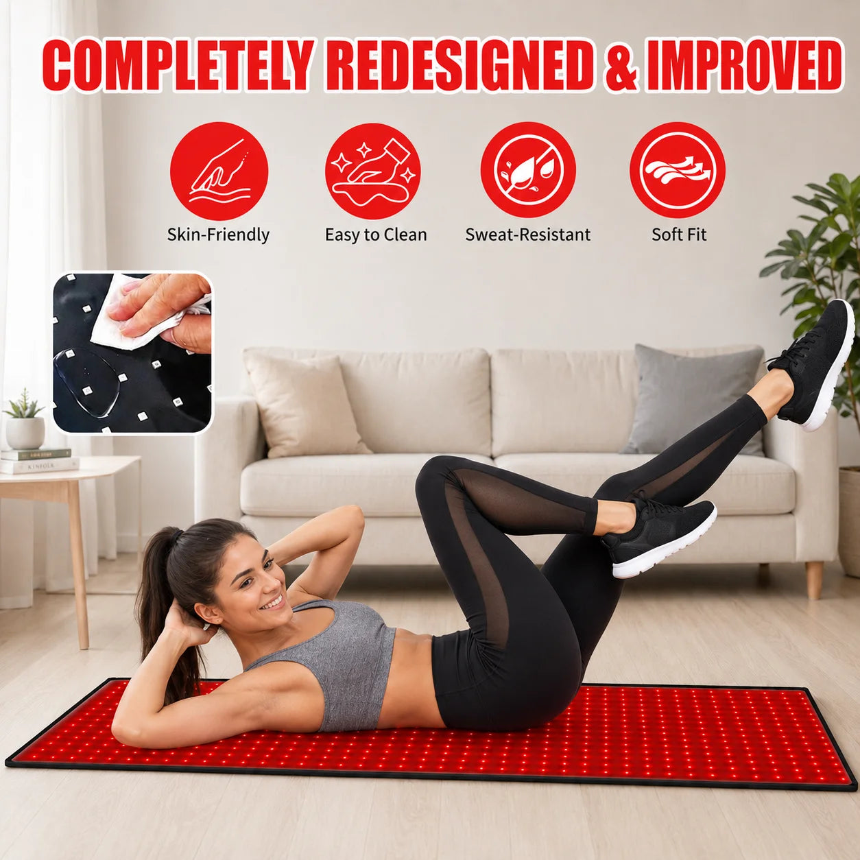 Red Light Therapy Mat 660nm 850nm Pad With Adjustable Timer