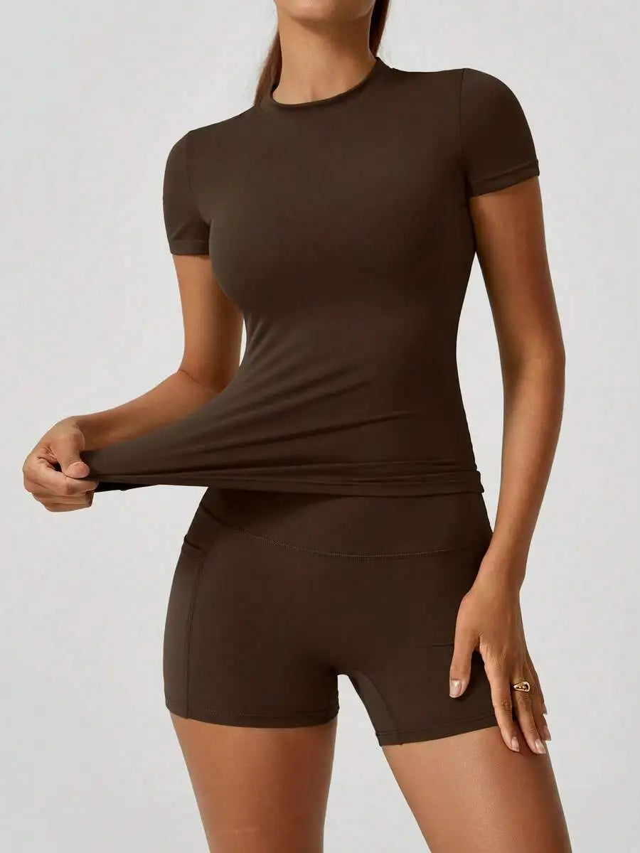 Women's Seamless Backless Yoga Shorts Set