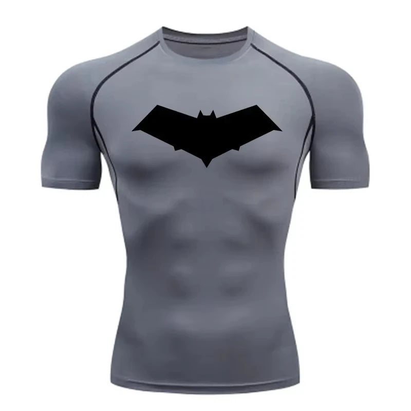 Unisex Cotton Bat Print Quick Dry Compression Shirt