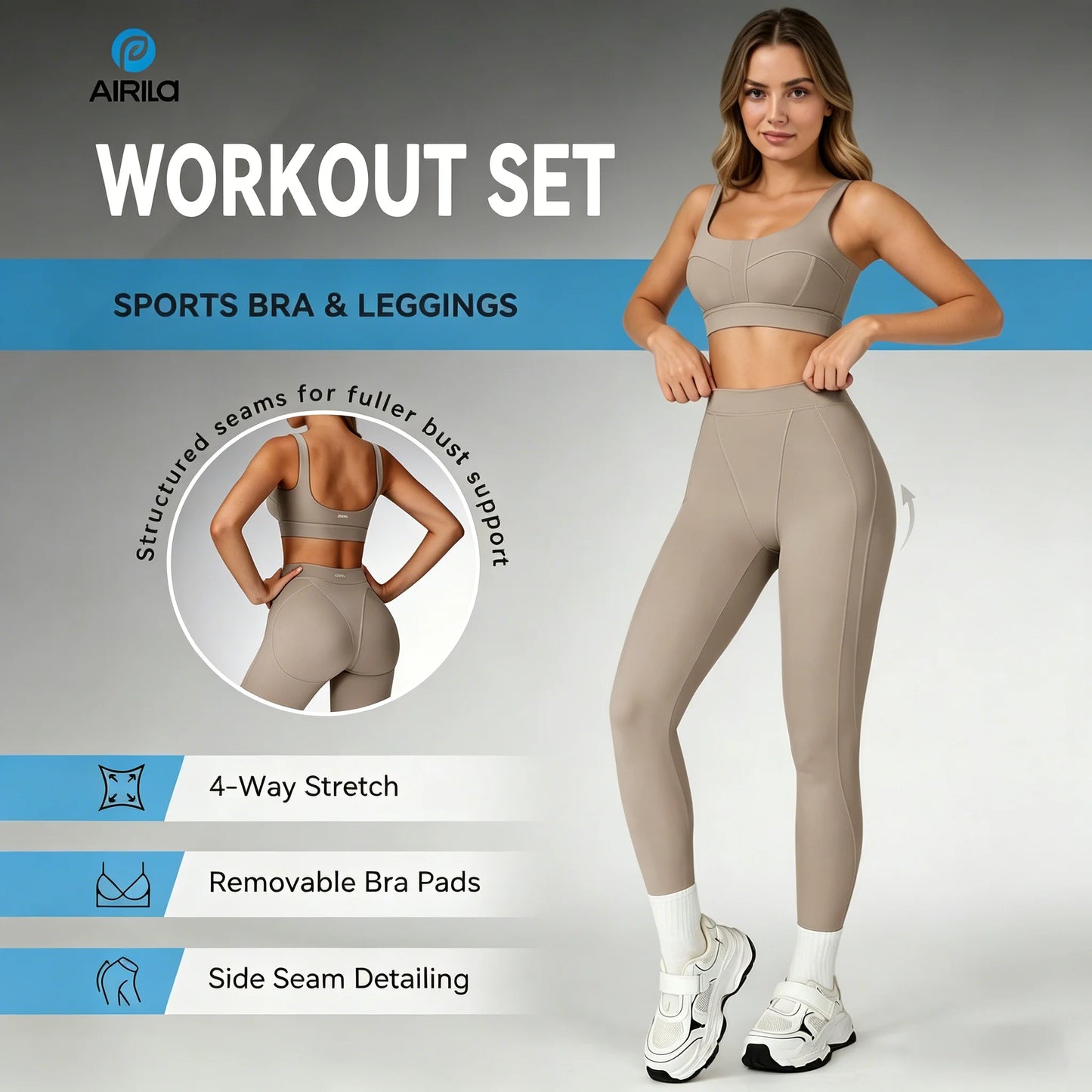 Airila 2 Piece Yoga Set Sports Bra And High Waisted Leggings