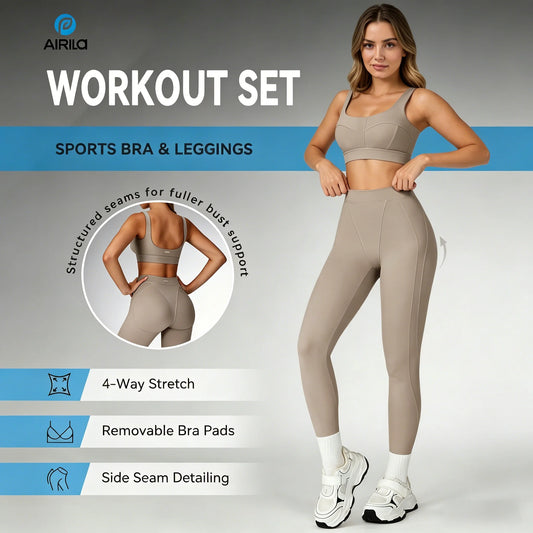Airila 2 Piece Yoga Set Sports Bra And High Waisted Leggings