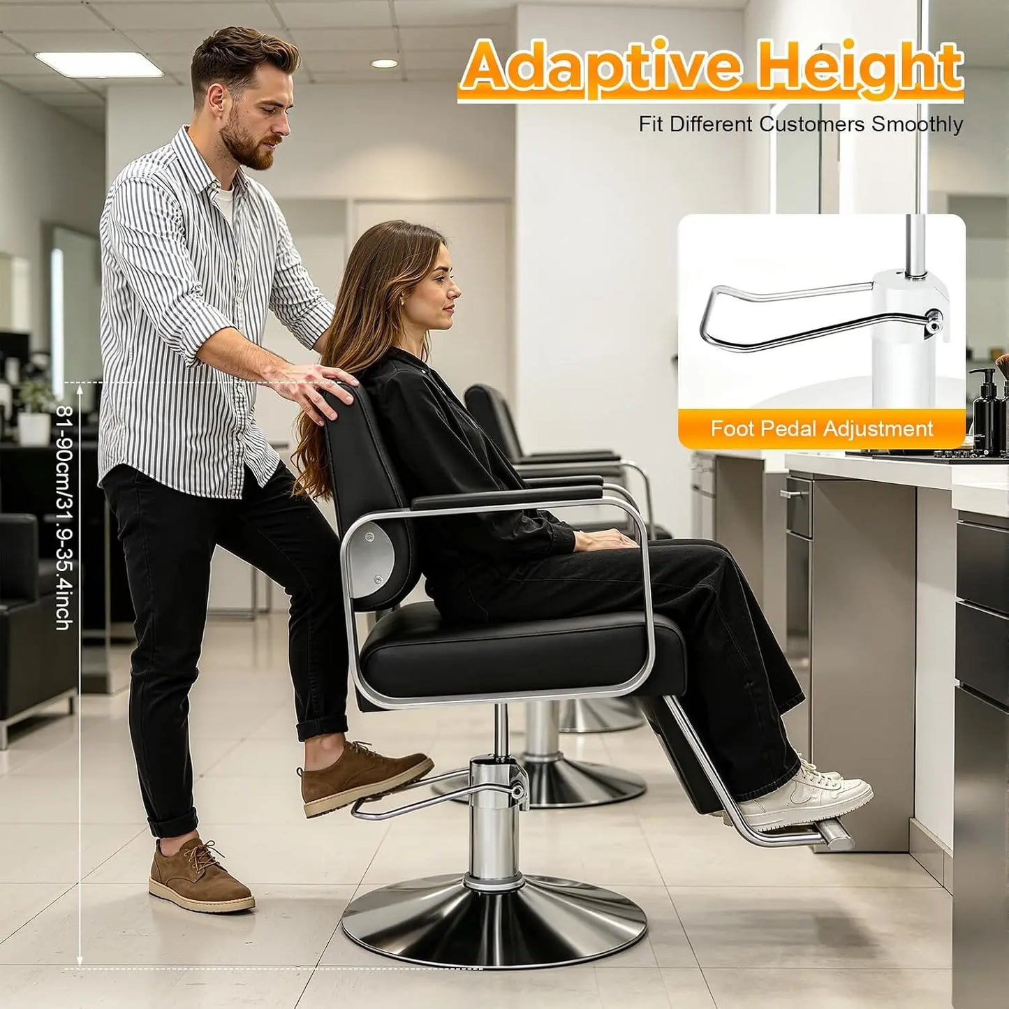 Salon Barber Chair With Hydraulic Pump 360 Degrees Rotating 440Lbs