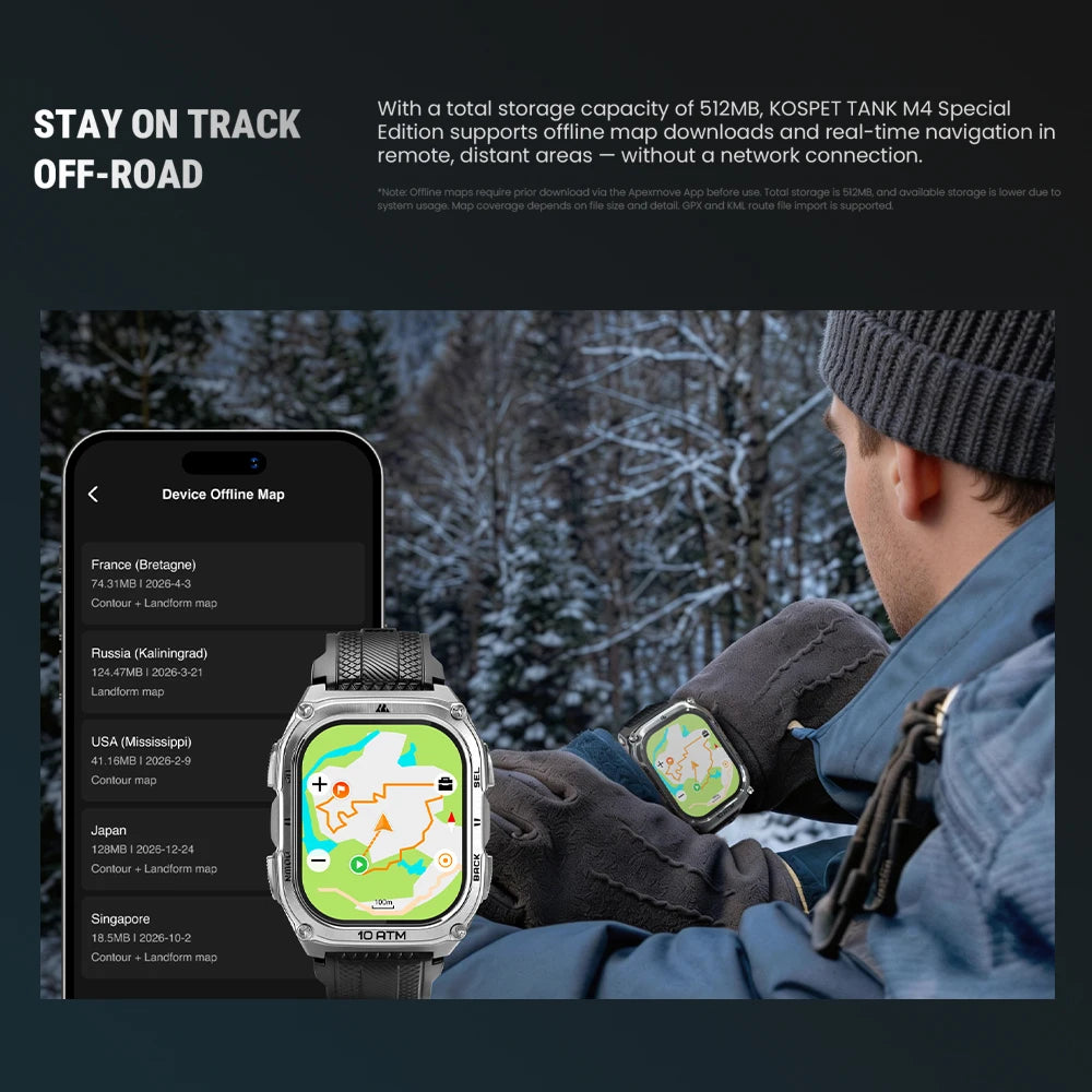 KOSPET Tank M4 Special Edition Smartwatch With GPS And Offline Maps