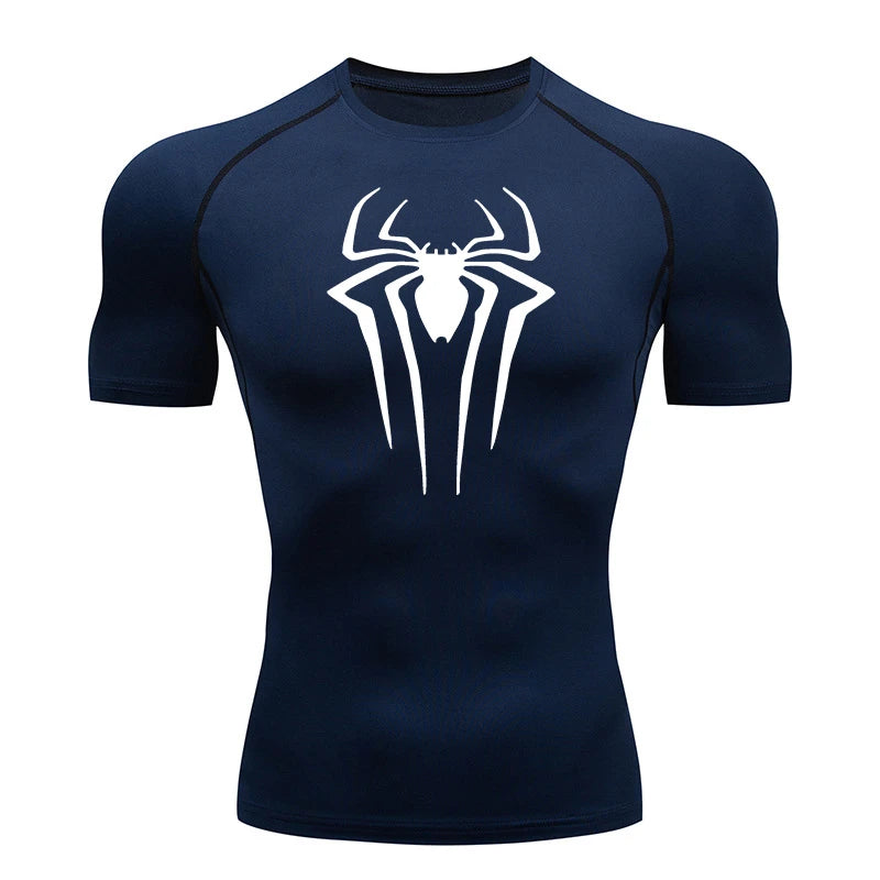 HooThreads Men Spider Print Quick Dry Compression Shirt