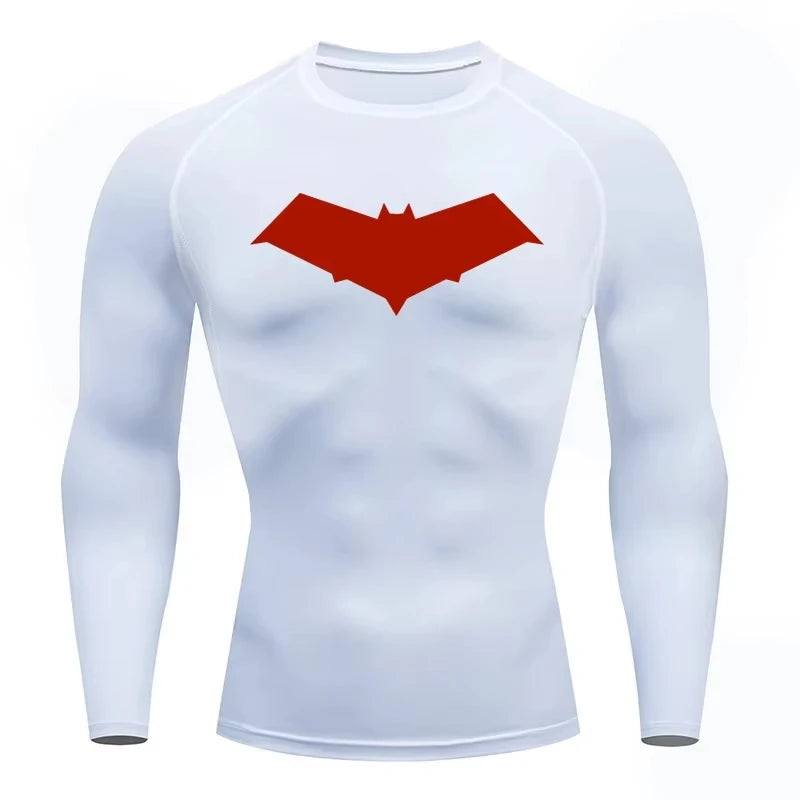 Unisex Cotton Bat Print Quick Dry Compression Shirt