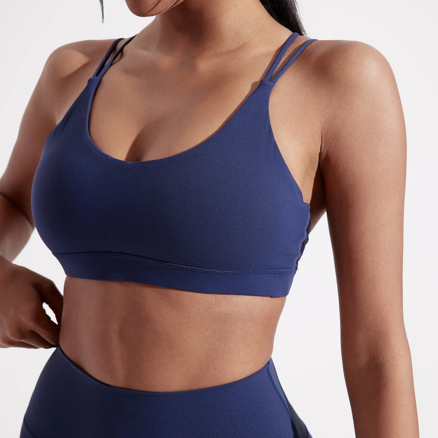 Soft Nylon Cross Back Sports Bra For Women