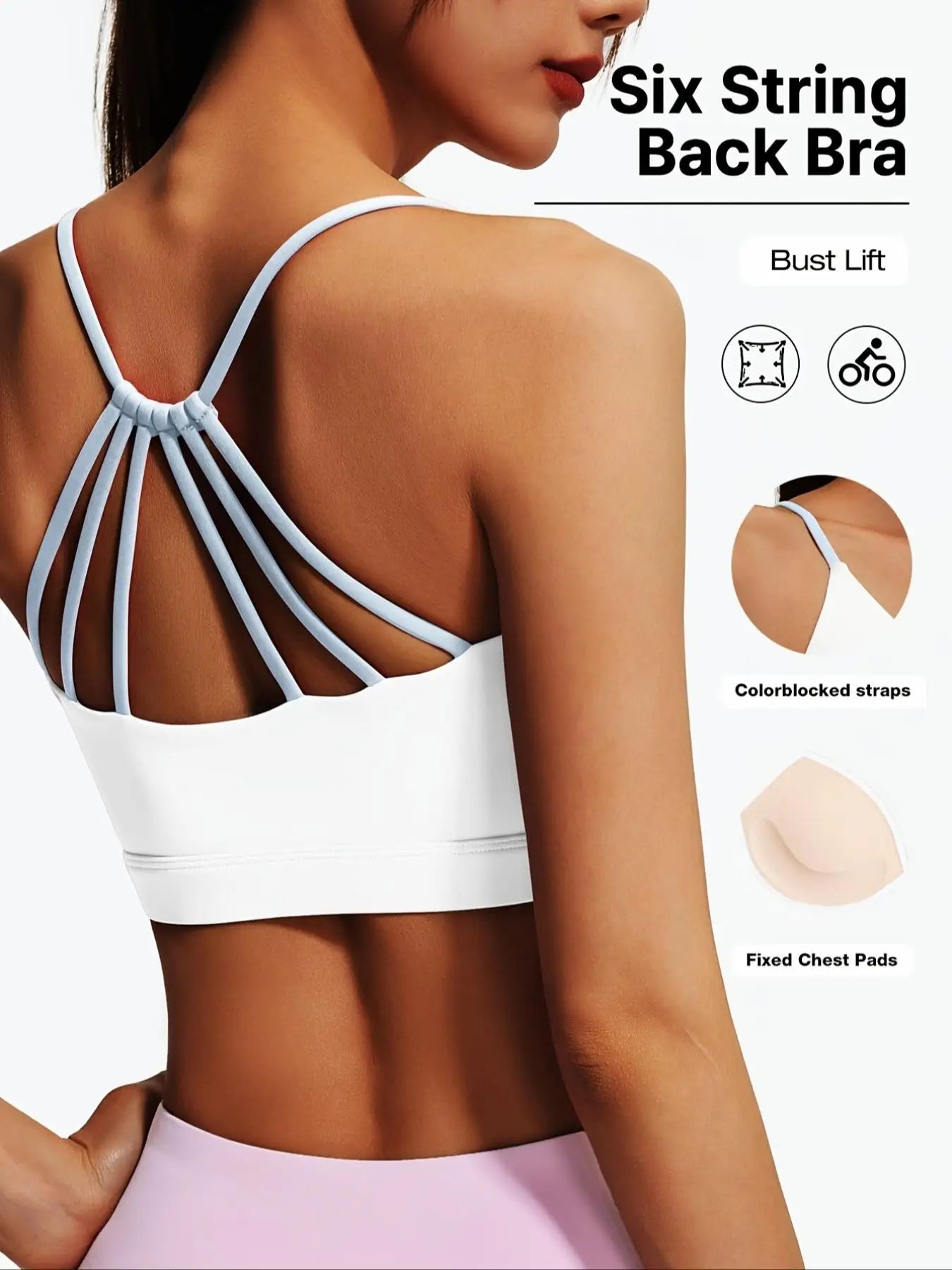 Women Backless Sports Bra With Fixed Padding