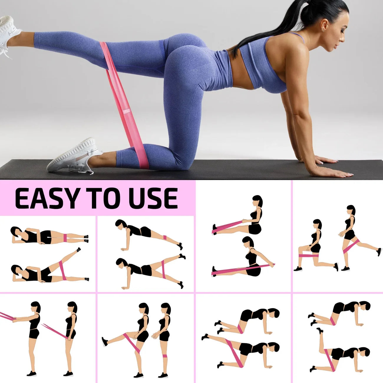 Set Of 3 Resistance Exercise Loop Bands For Fitness