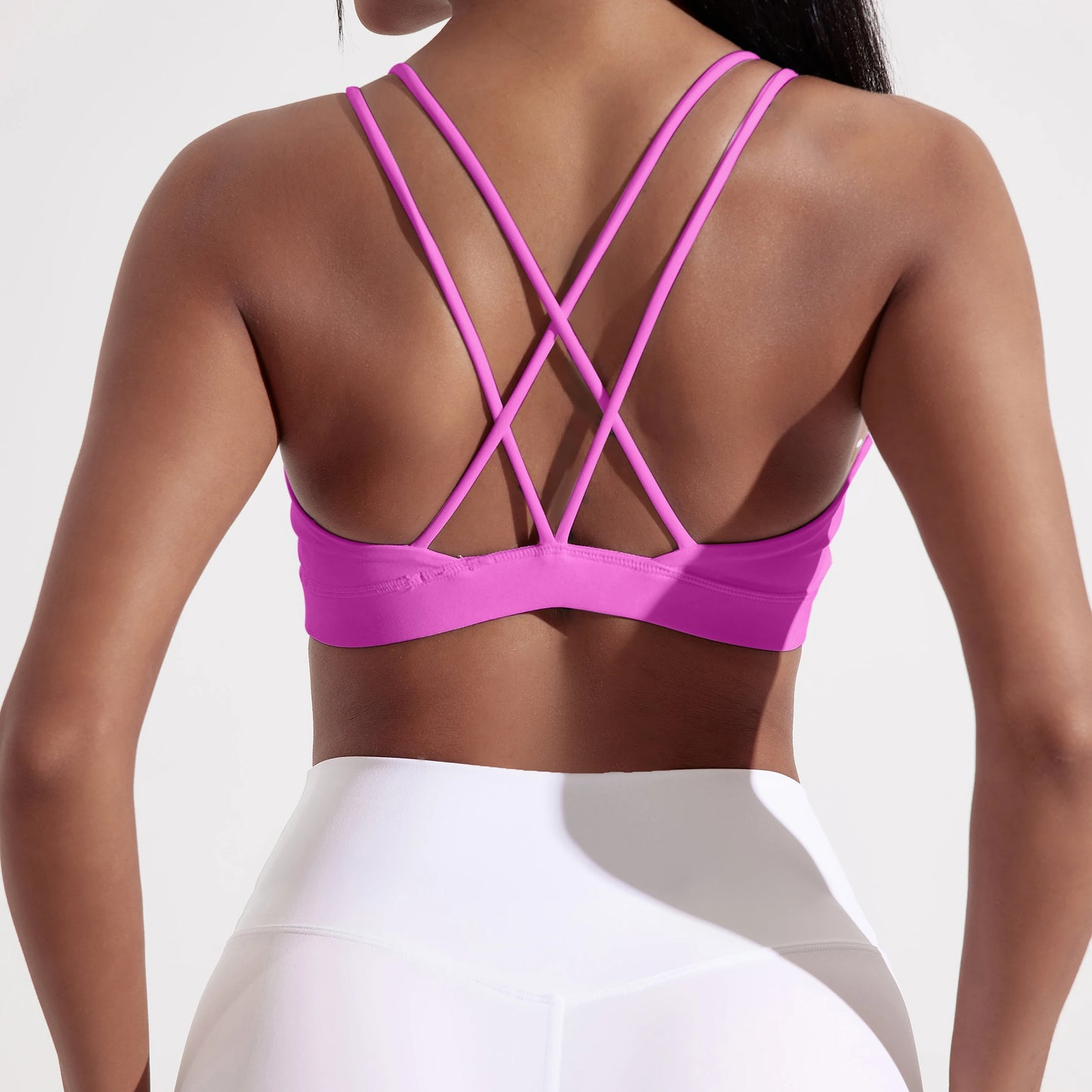 Soft Nylon Cross Back Sports Bra For Women