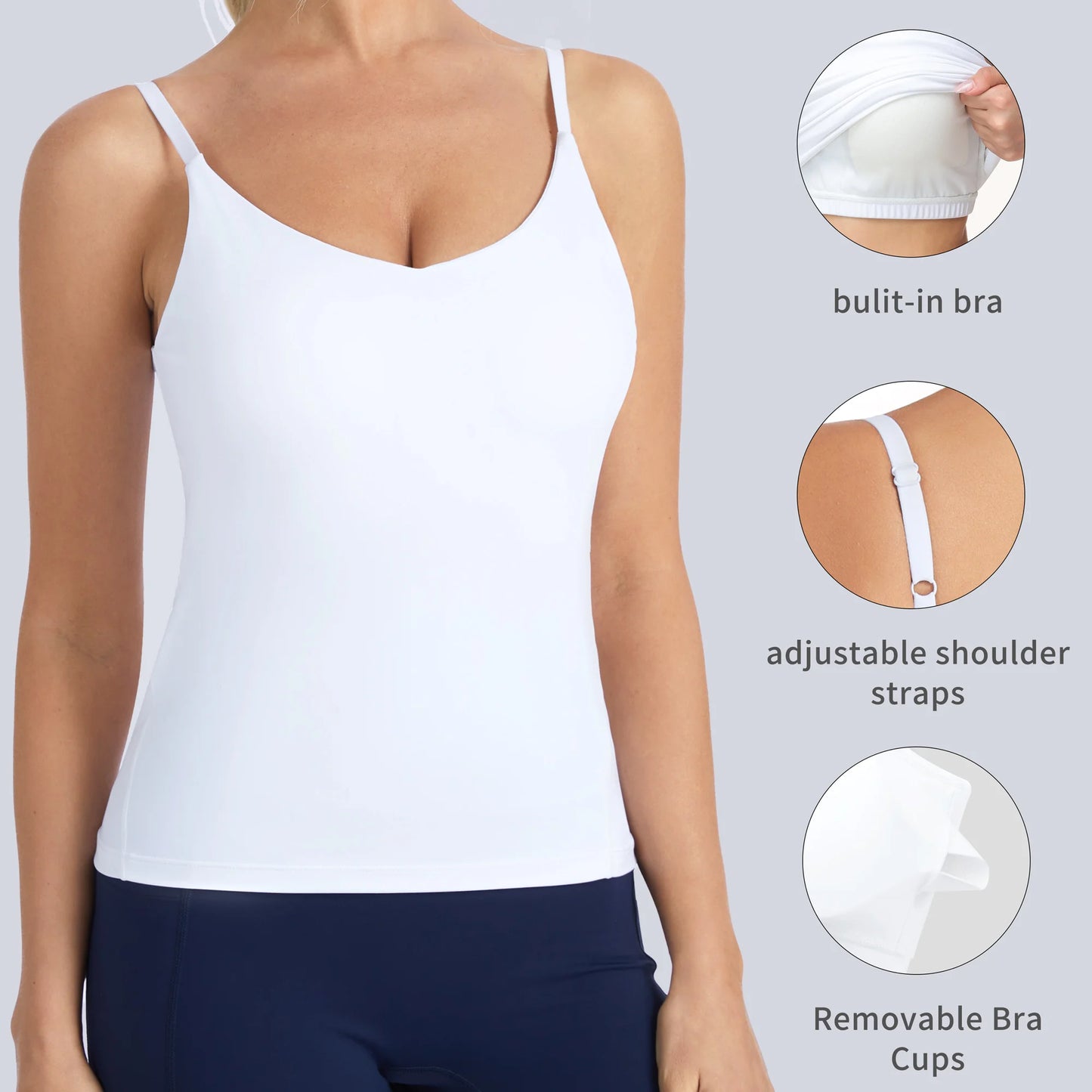 The Gym People Women's Longline Racerback Padded Workout Sports Bra Tank