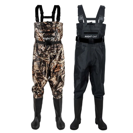 Waterproof Nylon PVC Chest Waders With Boots For Fishing Hunting
