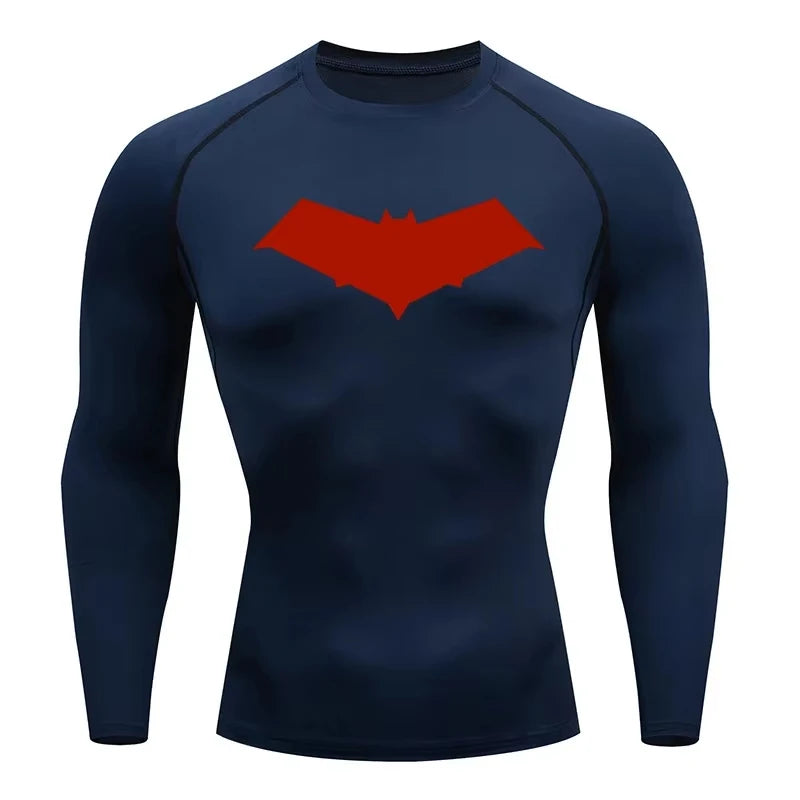 Unisex Cotton Bat Print Quick Dry Compression Shirt
