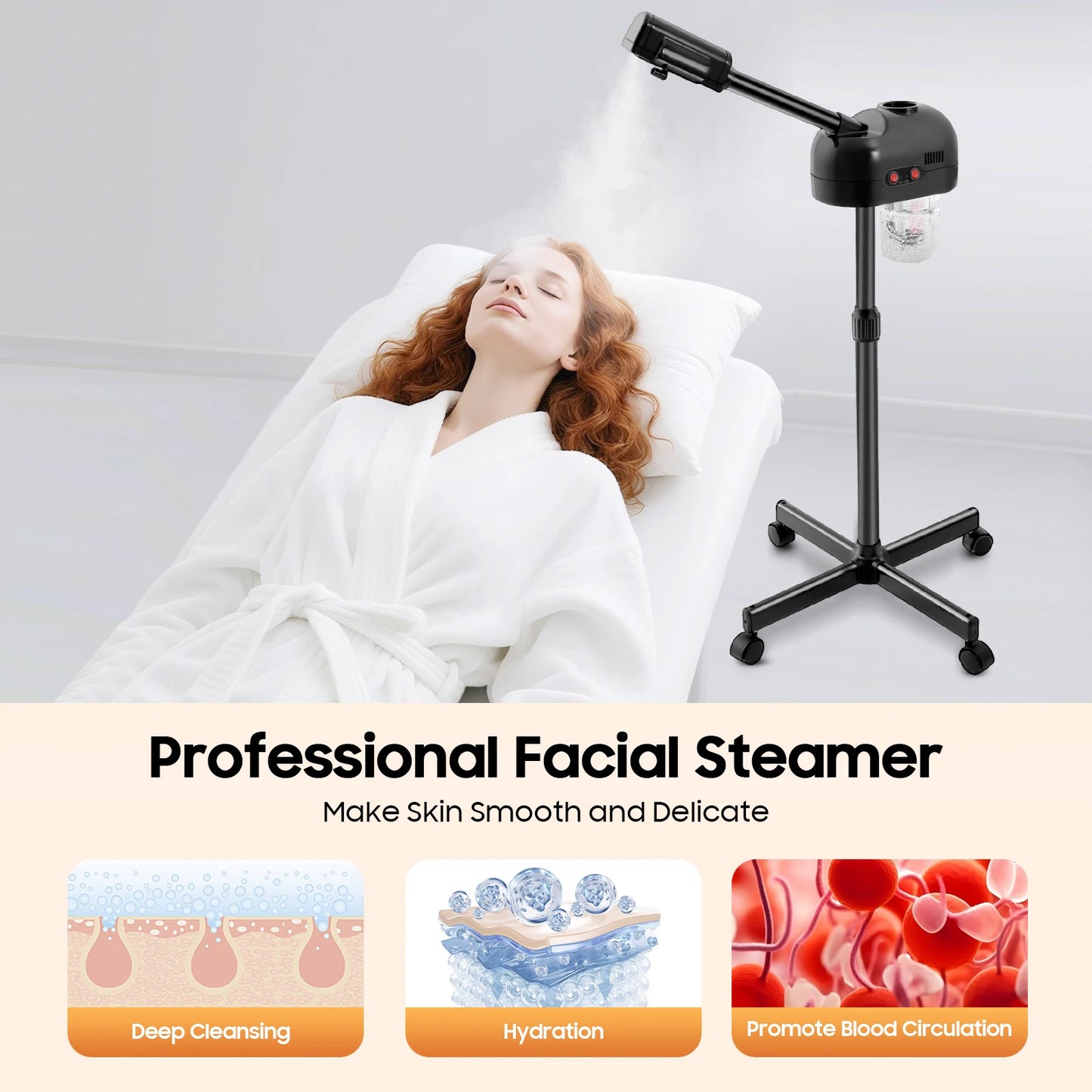 Bymaocar Ozone Facial Steamer With Height Adjustable Sprayer